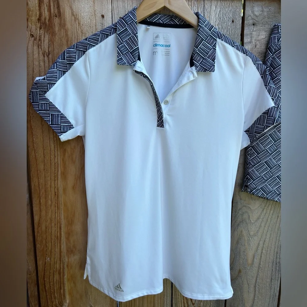 Adidas Black & White Climacool Geometric Golf Skort and Polo